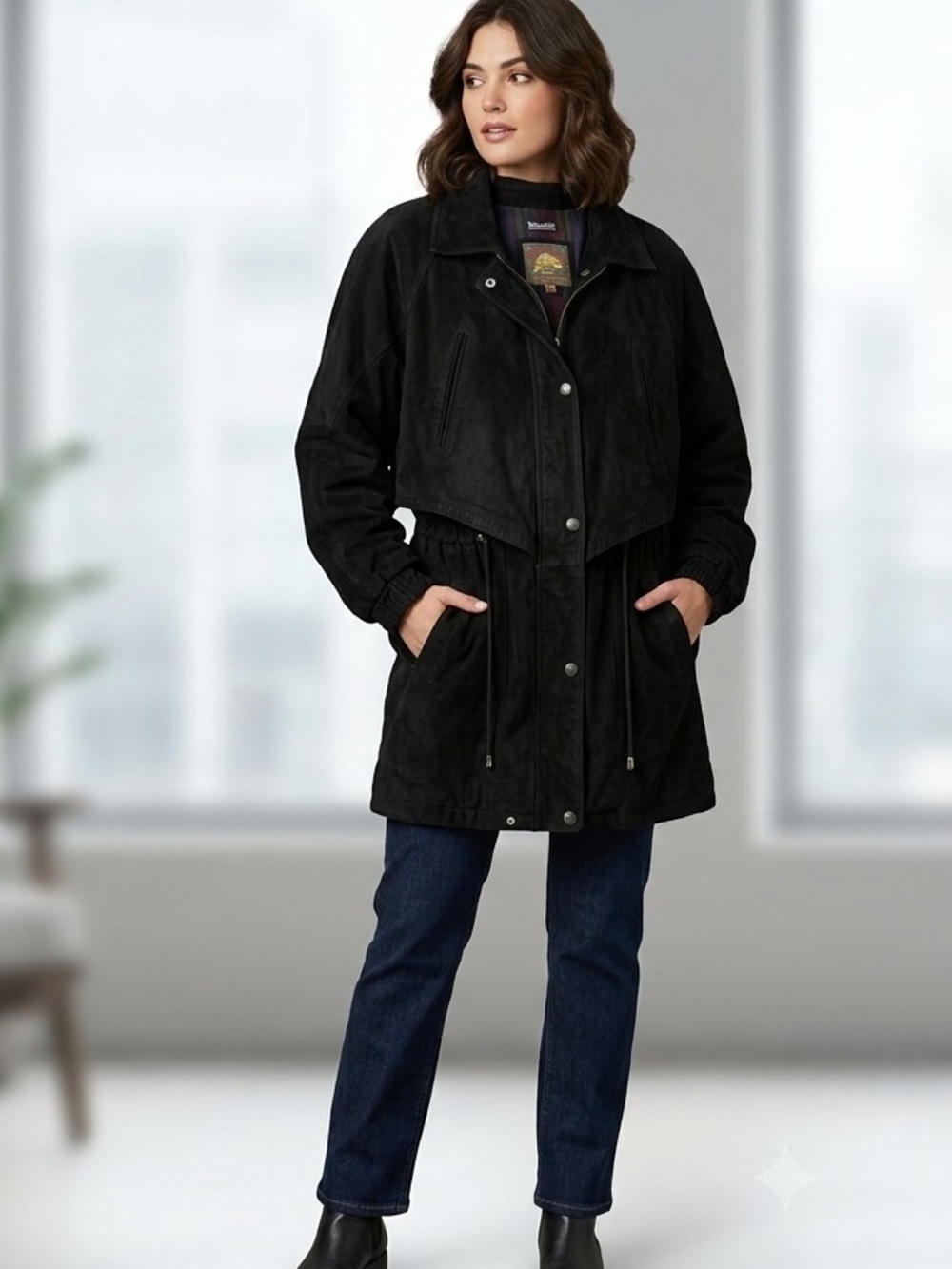 Vintage Adventure Bound Wilsons Leather Suede Anorak Trench Duster Thinsulate L